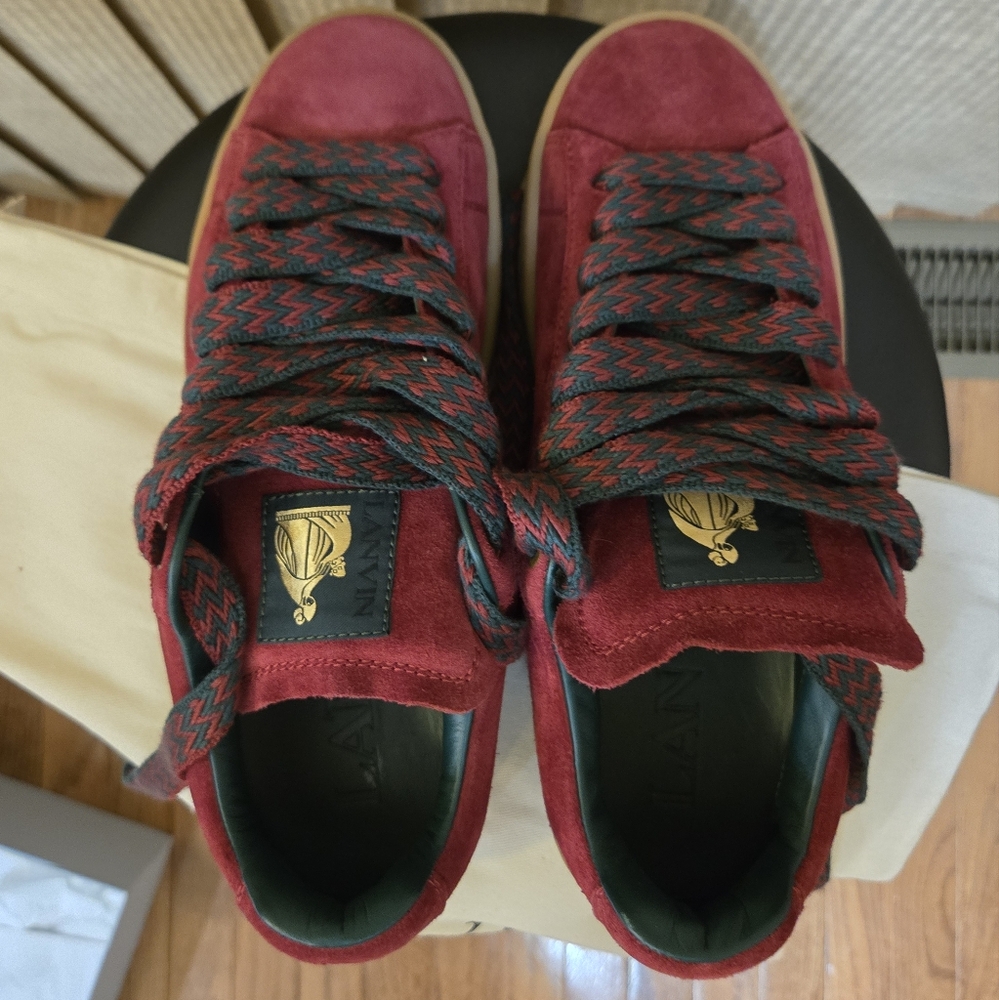 Lanvin Red High-Top Sneakers with Suede Finish - Picture 4 of 12